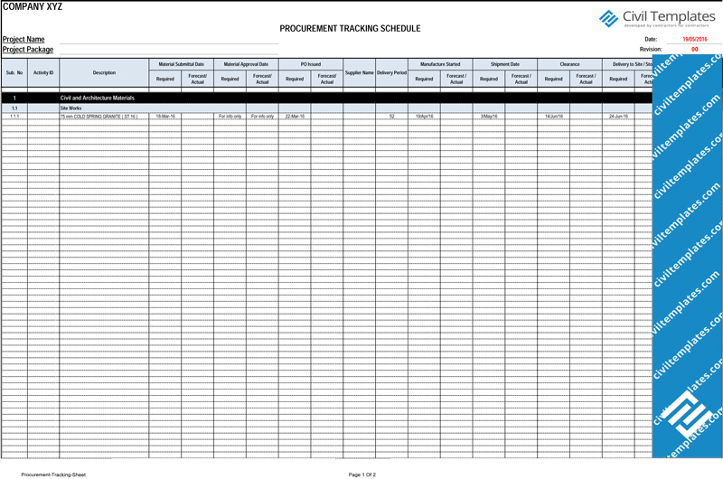 procurement tracking spreadsheet