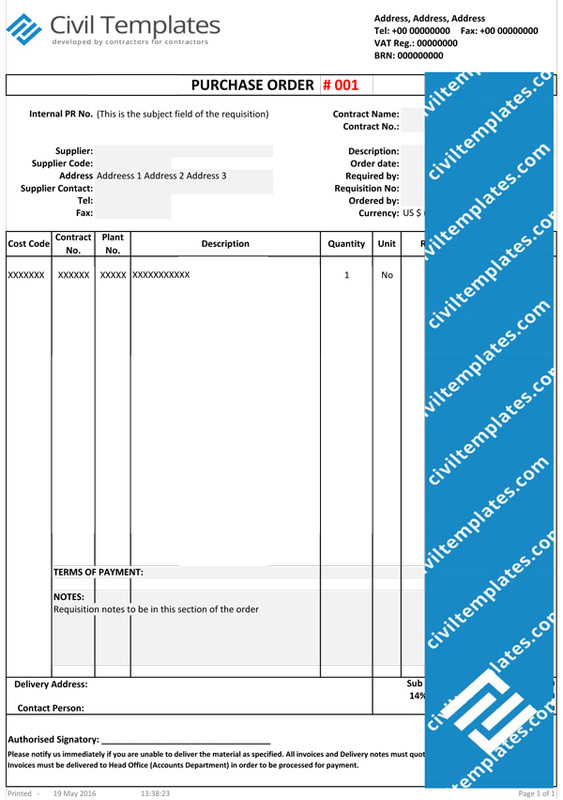 Procurement Civil Engineering Templates