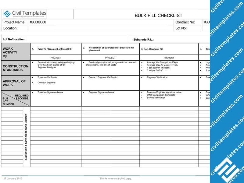 Checklist - Bulk Fill