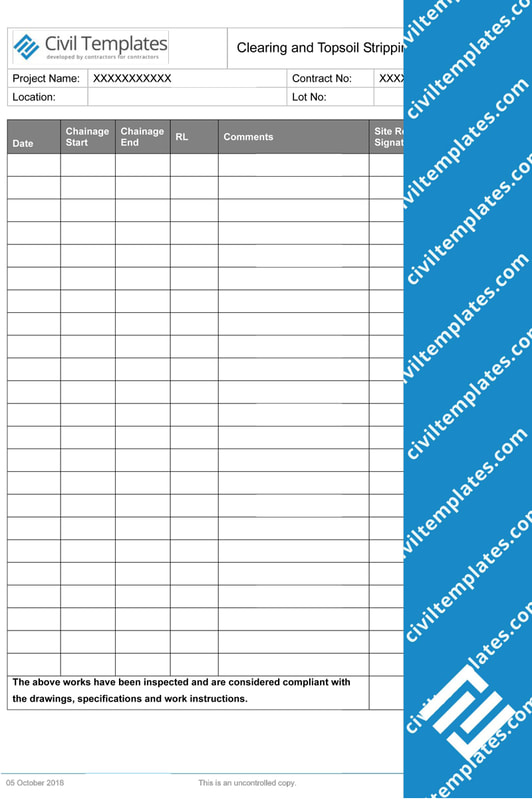 Checklist Clearing and stripping topsoil