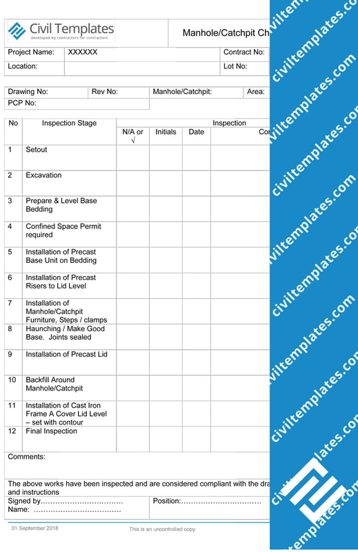 Checklist Manhole Catchpit record