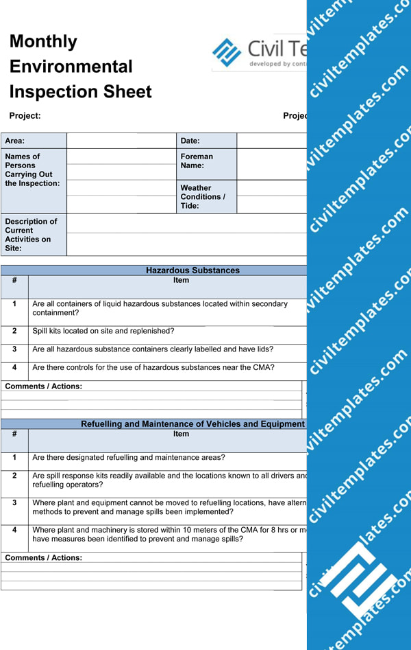 Monthly Environmental Inspection