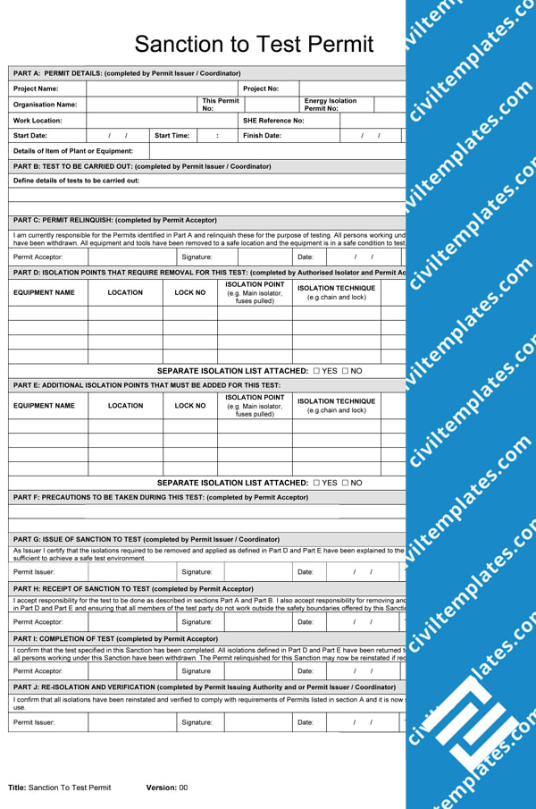 Sanction to Test Permit 