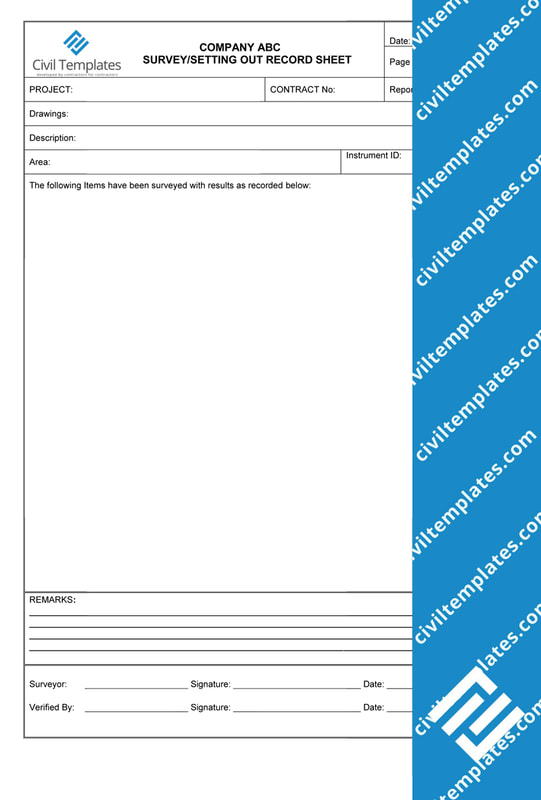 Survey Setting out Record Sheet
