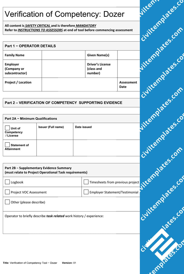 Verification of Competency - Dozer