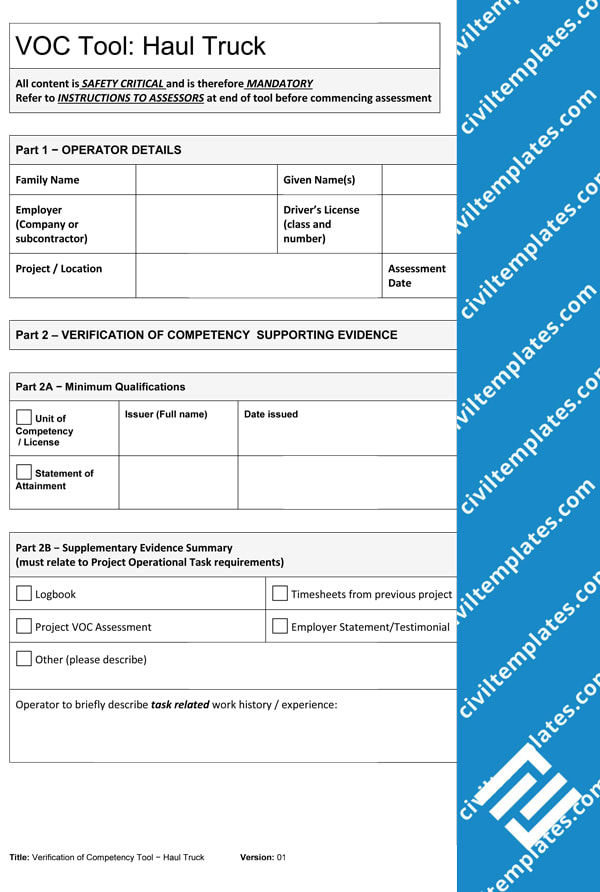 Verification of Competency - Haul Truck