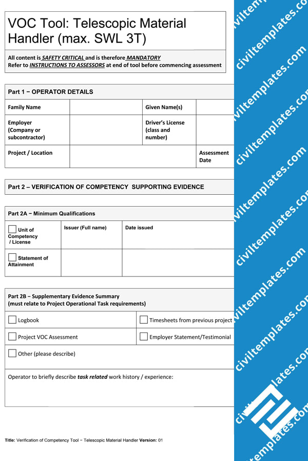 Verification of Competency - Telescopic Mat Handler