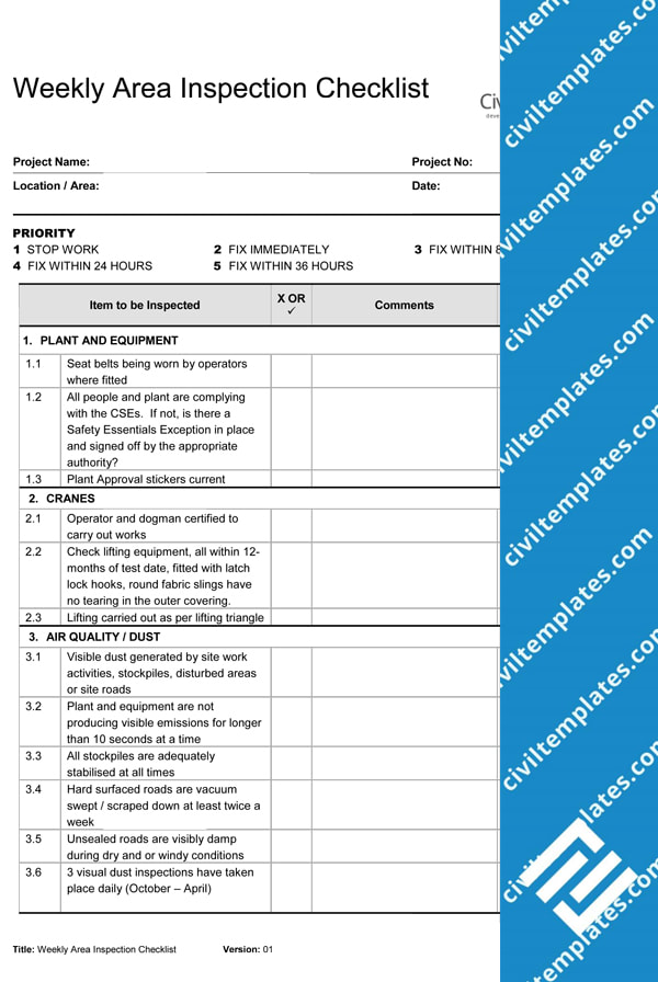 Weekly SHE Inspection Checklist